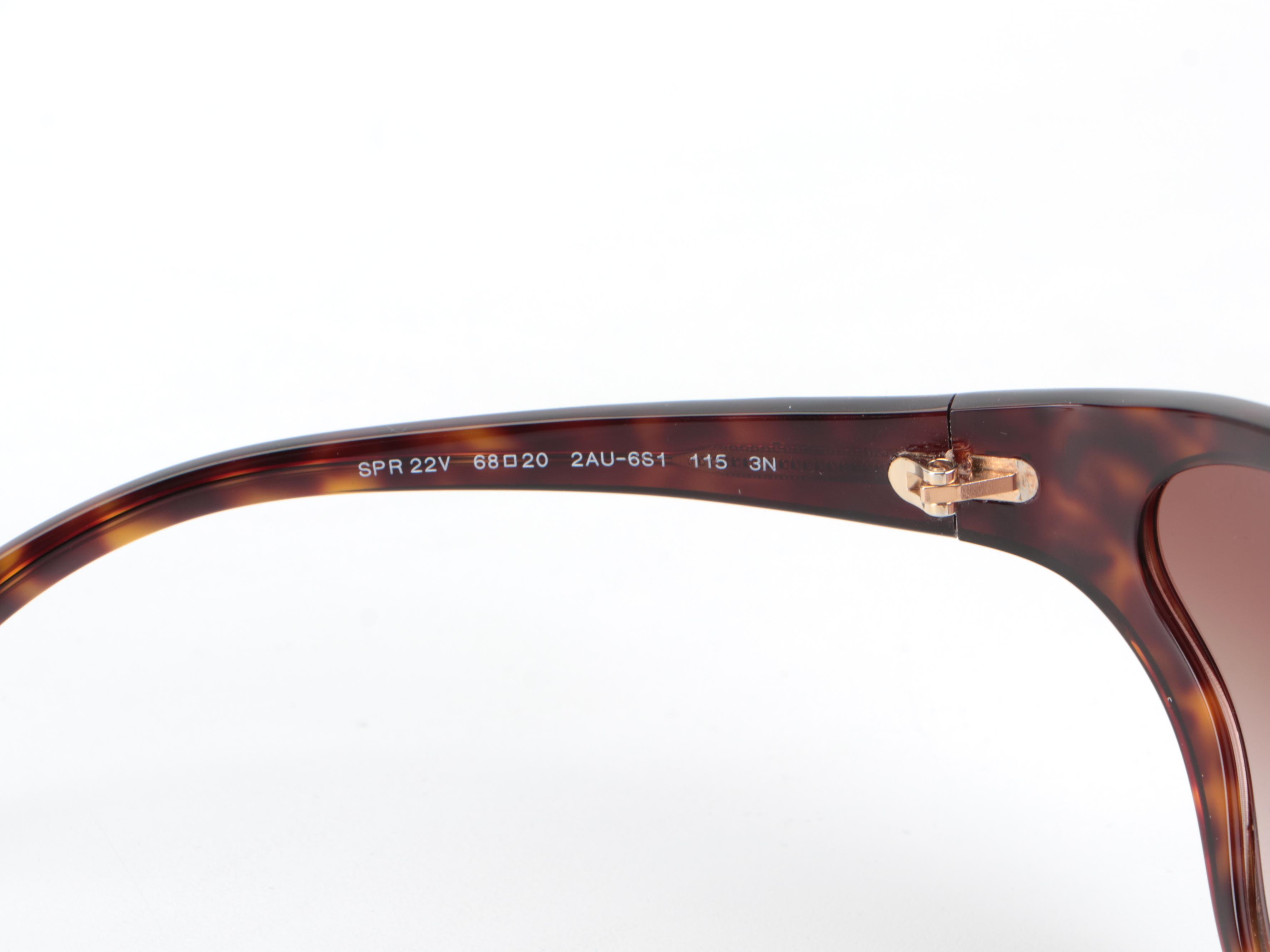 Prada SPR22V Butterfly Sunglasses in Brown Havana with Soft Case and Box