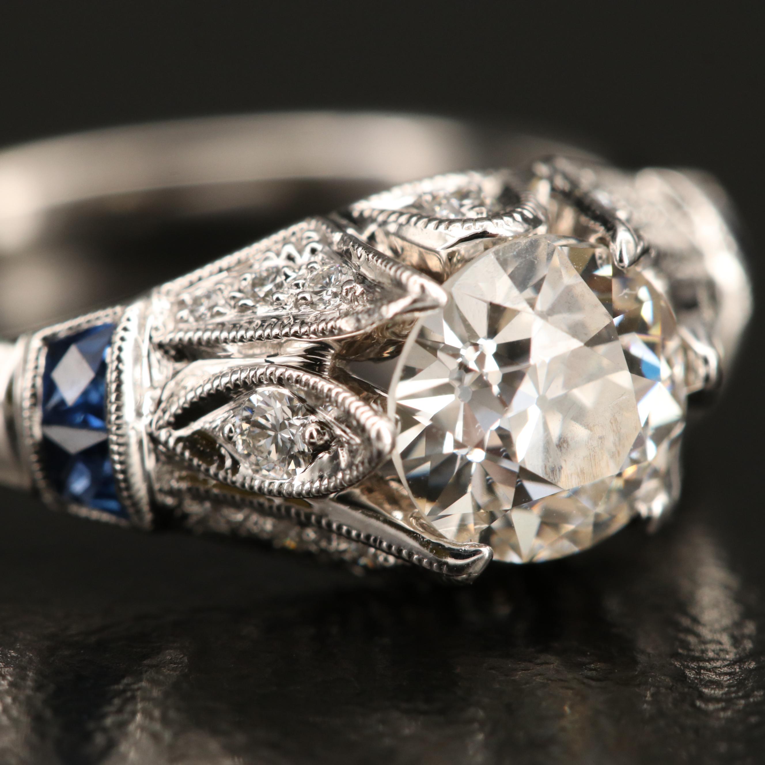 14K 1.15 CTW Diamond and Sapphire Ring