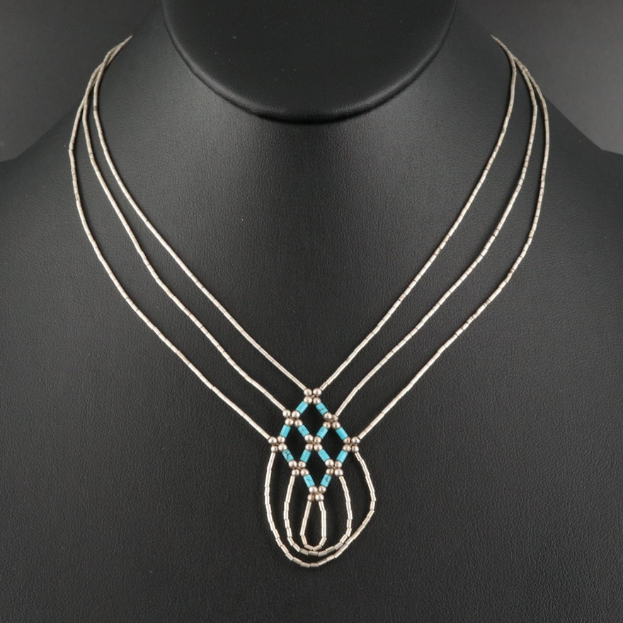 Sterling Turquoise Liquid Silver Necklace