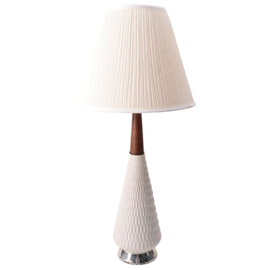 Ceramic and Wood Mid Century Modern Table Lamp