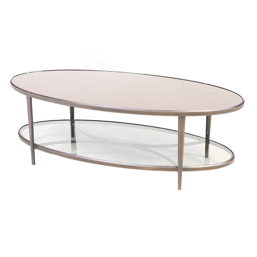 Tinted Mirrored Coffee Table on Metal Framed Base