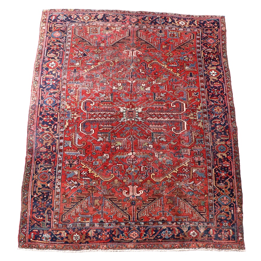 7'9 x 10' Hand-Knotted Persian Heriz Area Rug