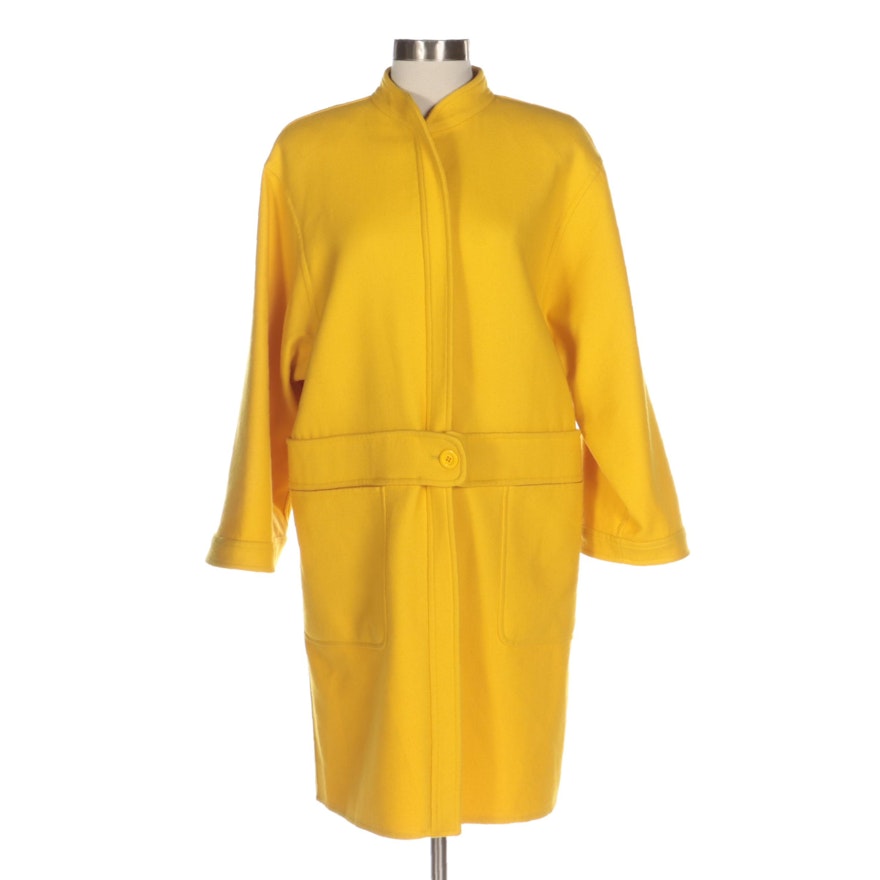 Valentino Boutique Straight Cut Yellow Wool Coat