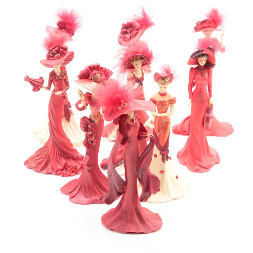 Thomas Kinkade "Red at Heart" and Other Passion for Red Collection Figurines