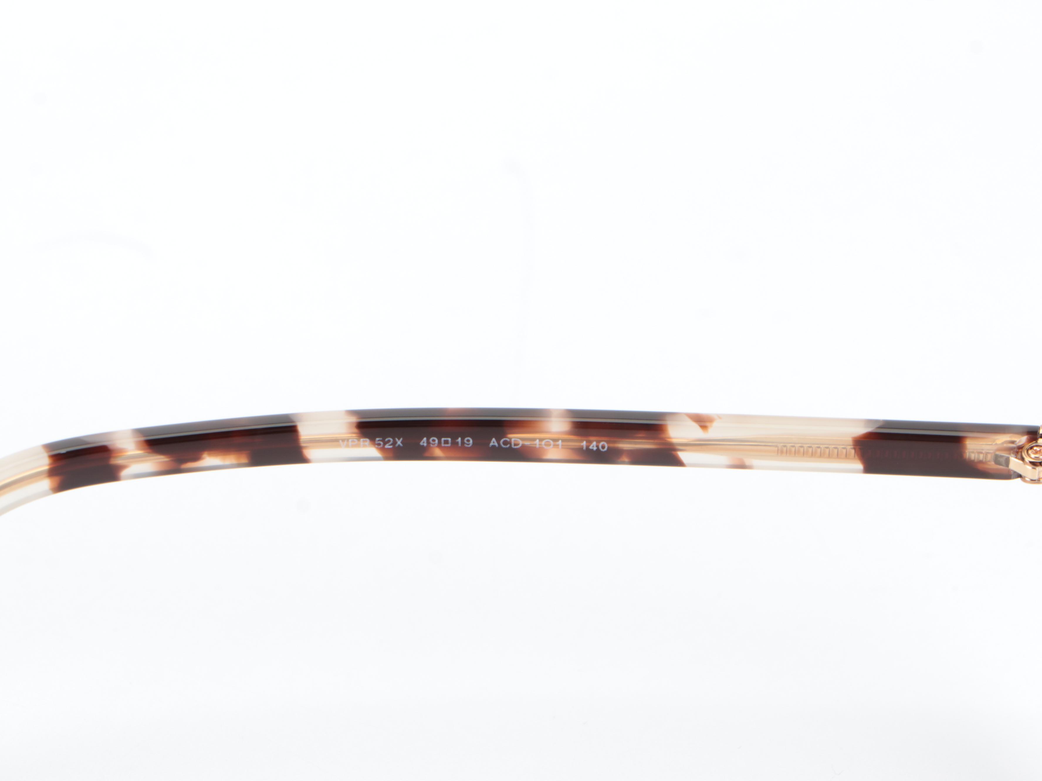 Prada VPR52X Gold-Light Havana Frame Round Lens Eyeglasses with Box and Case