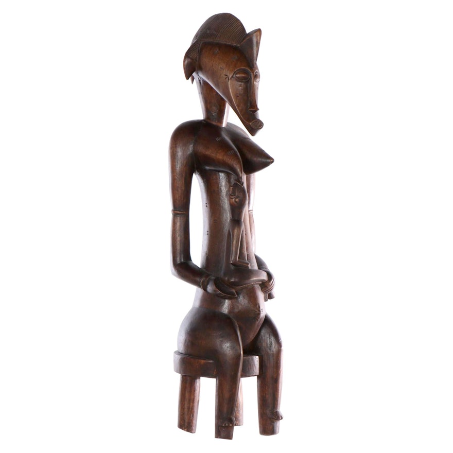 Senufo Style Wood Maternity Figure, West Africa