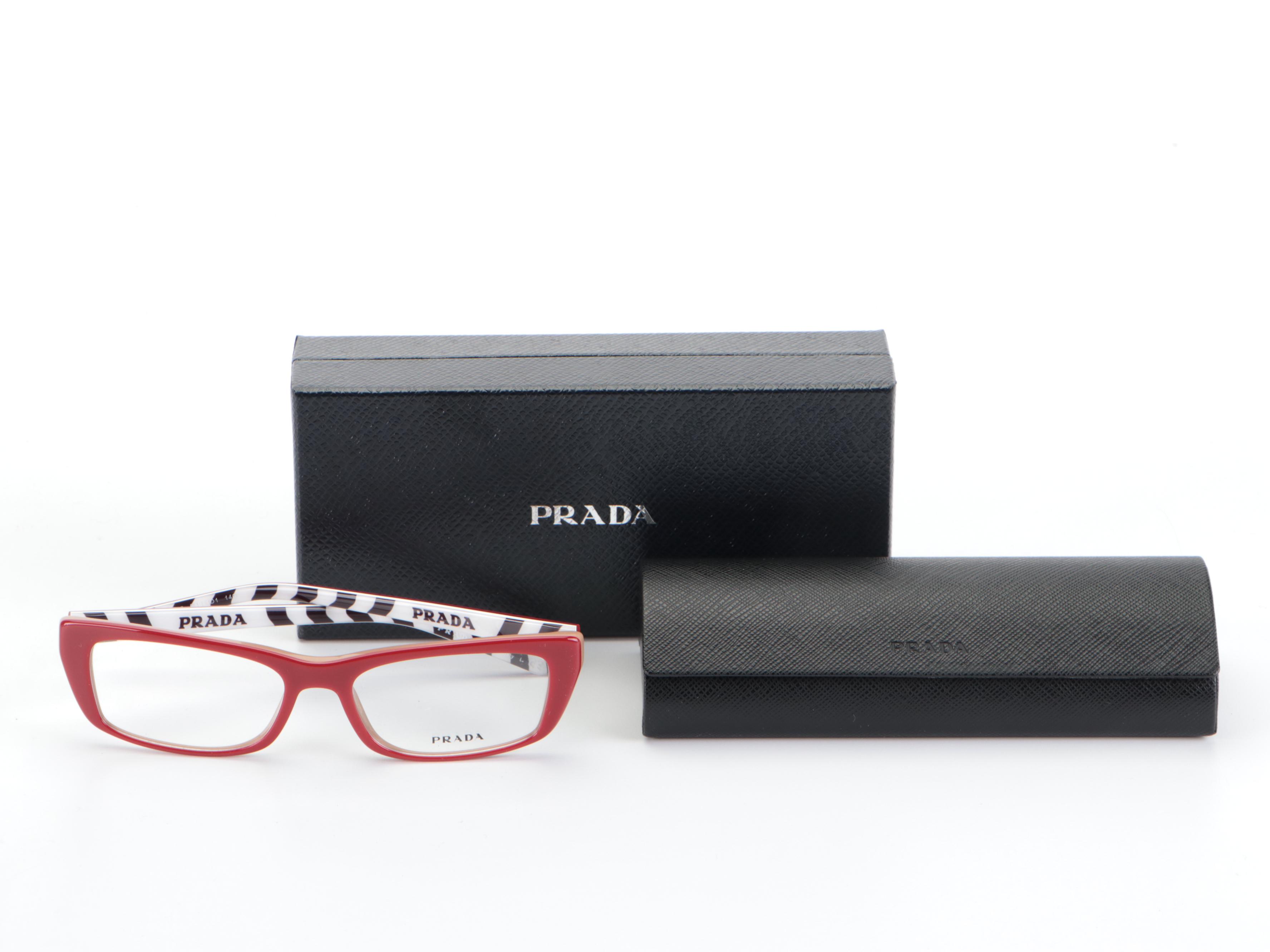 Prada VPR 10X Red Eyeglasses with Case and Box
