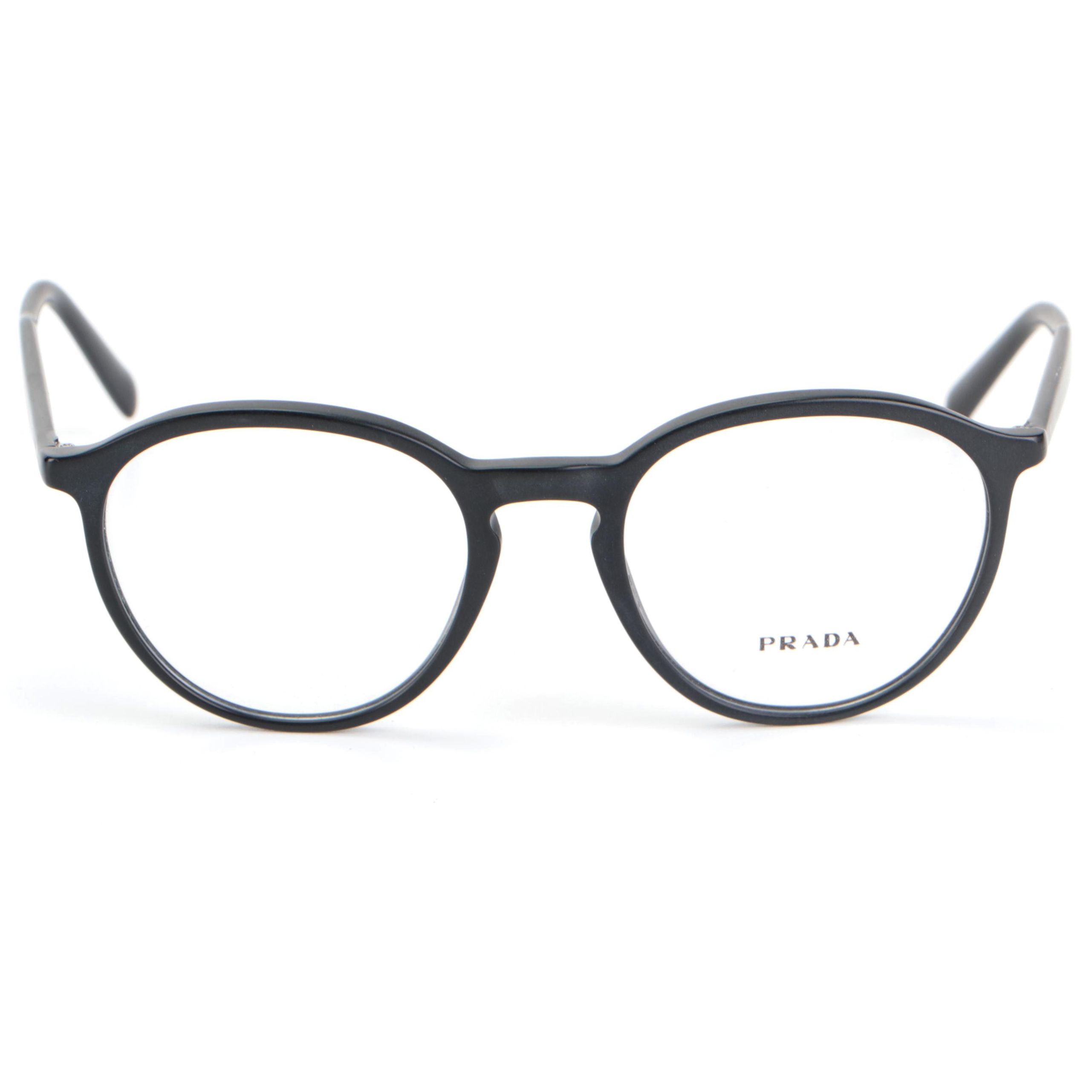 Prada VPR 13T Round Eyeglasses in Black with Case and Box