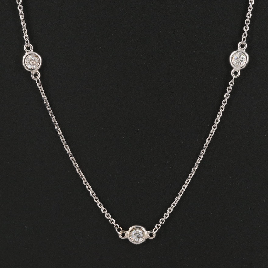 14K Diamond Bezel Station Necklace