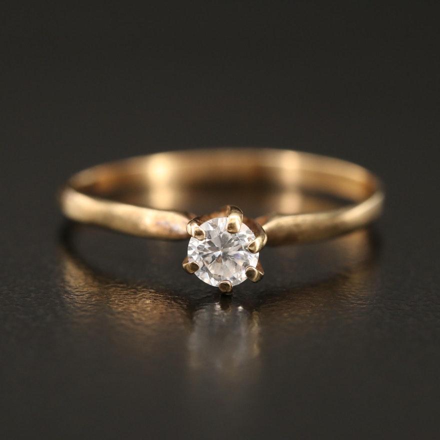 Vintage 10K Cubic Zirconia Solitaire Ring