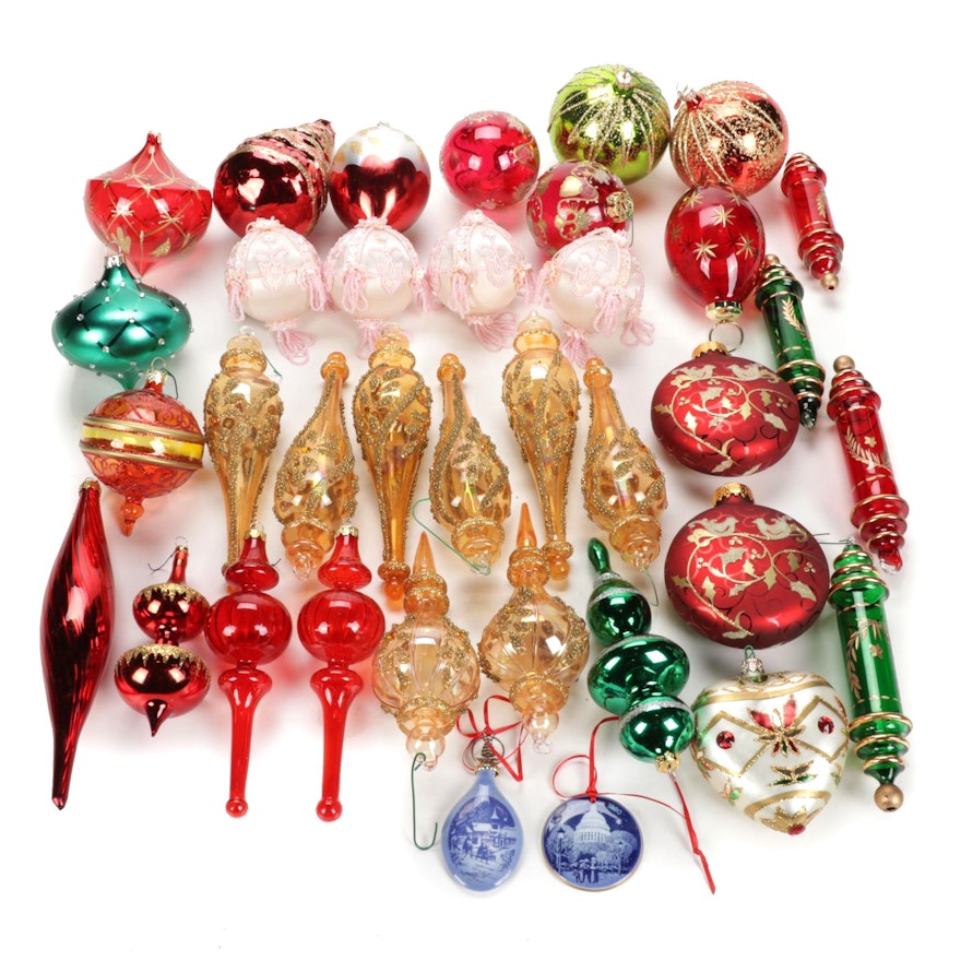 Victorian Style Beaded and Other Glass and Porcelain Christmas Ornaments