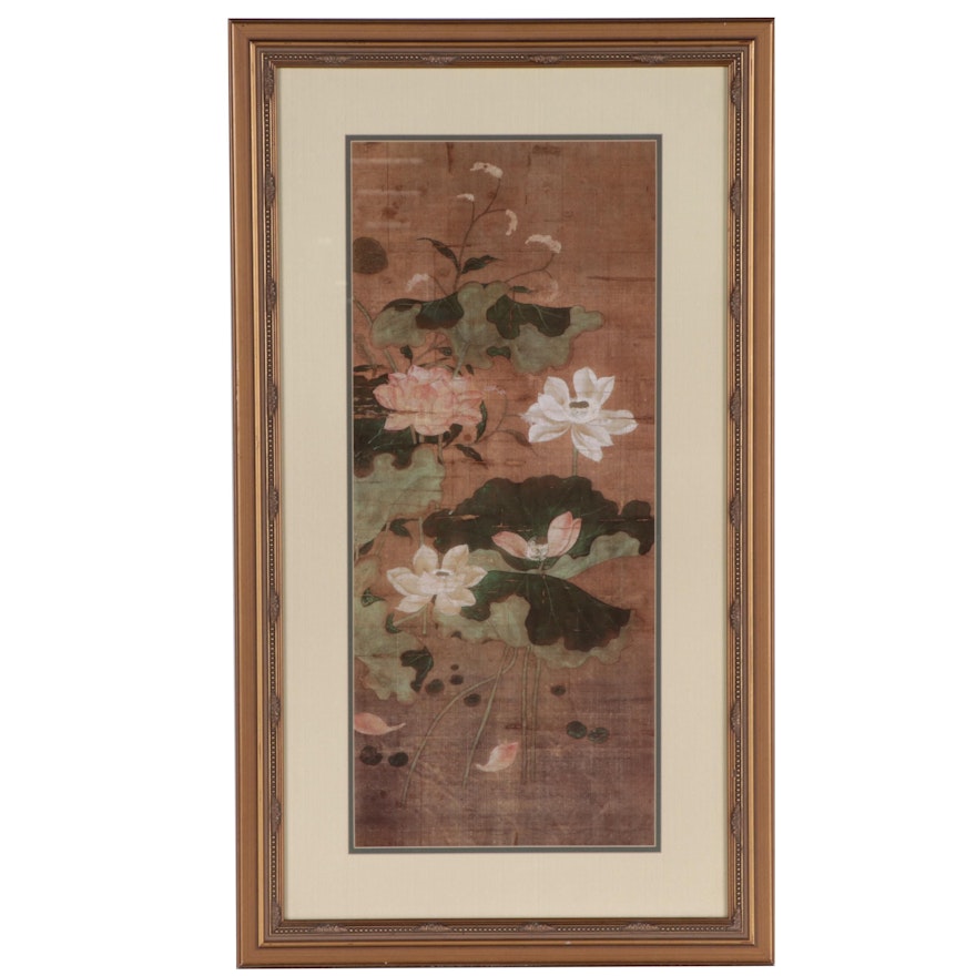 Floral Offset Lithograph of Water Lilies