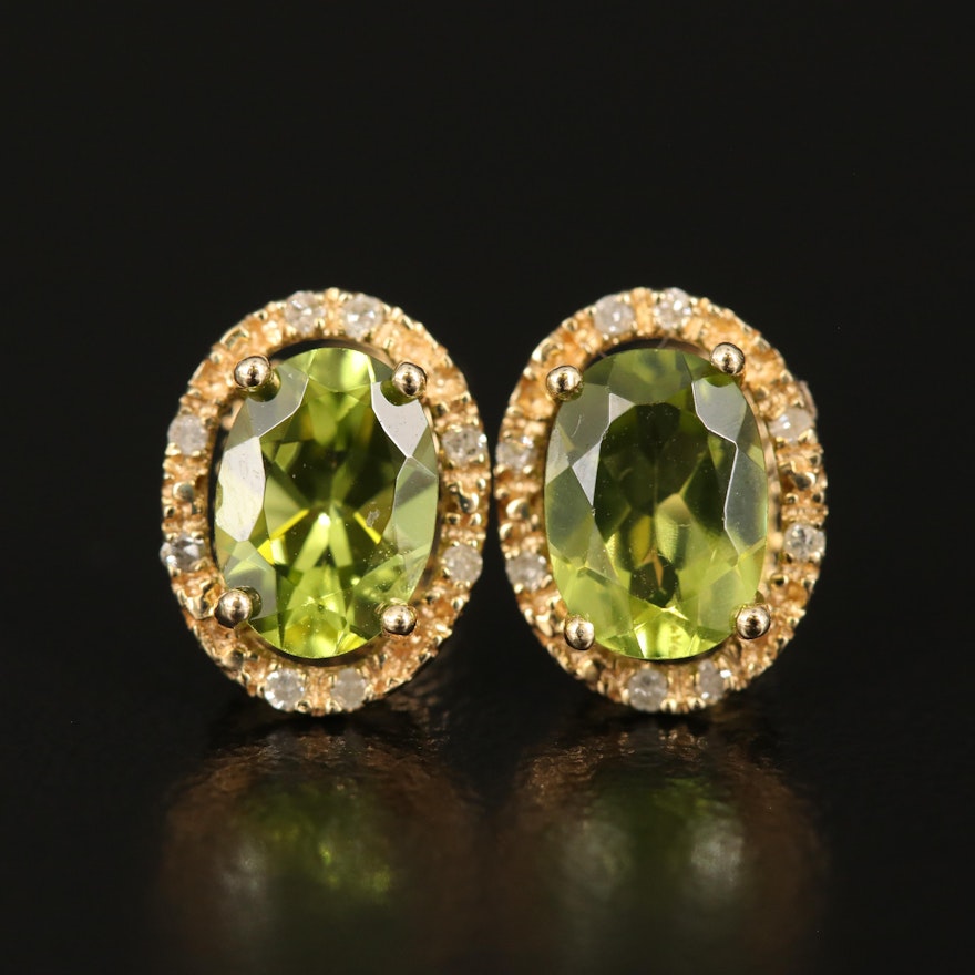 14K Peridot and Diamond Earrings