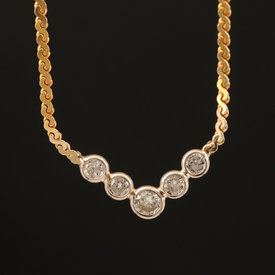 Italian 14K Gold 0.25 CTW Diamond Chevron Necklace