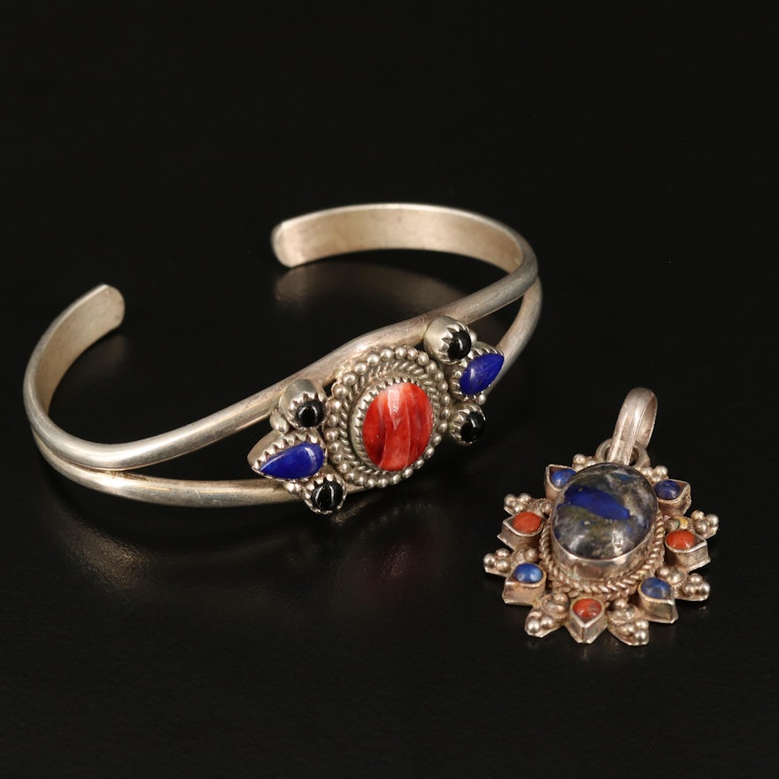 Sterling Spiny Oyster, Lapis Lazuli, and Gemstone Jewelry Including Carol Felley