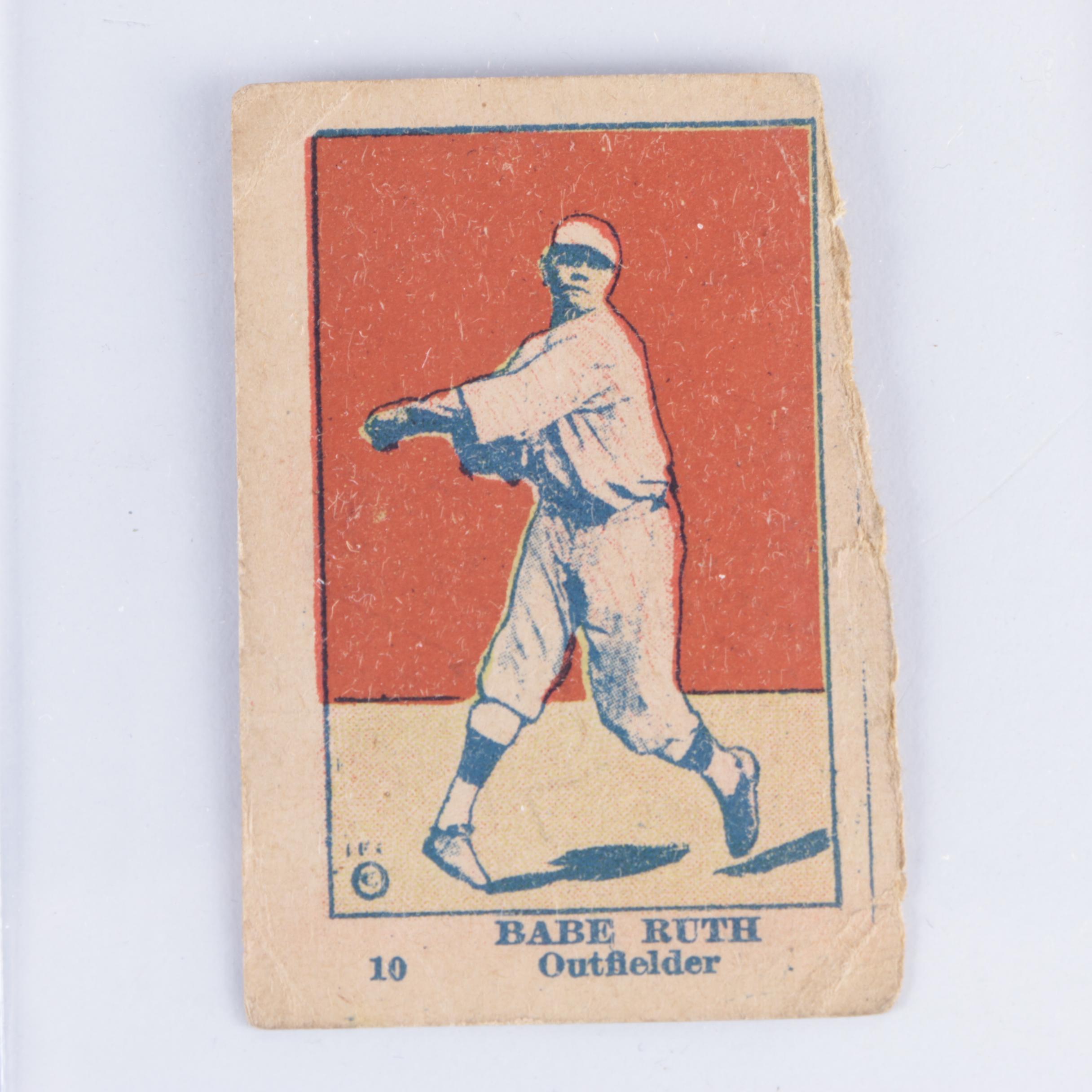 1921 Babe Ruth W516-2-1 #10 "Outfielder" Hand Cut Baseball Strip Card