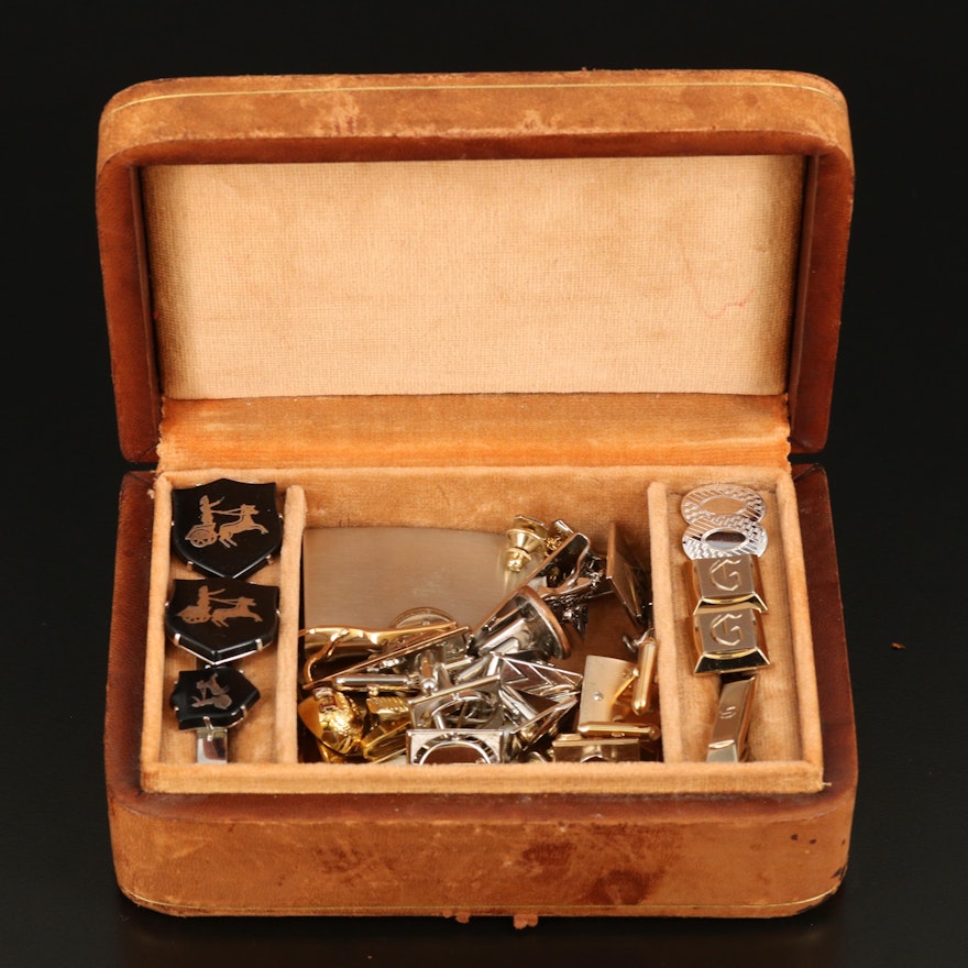 Swank Cufflink and Tie Bar Assortment with Jewelry Box