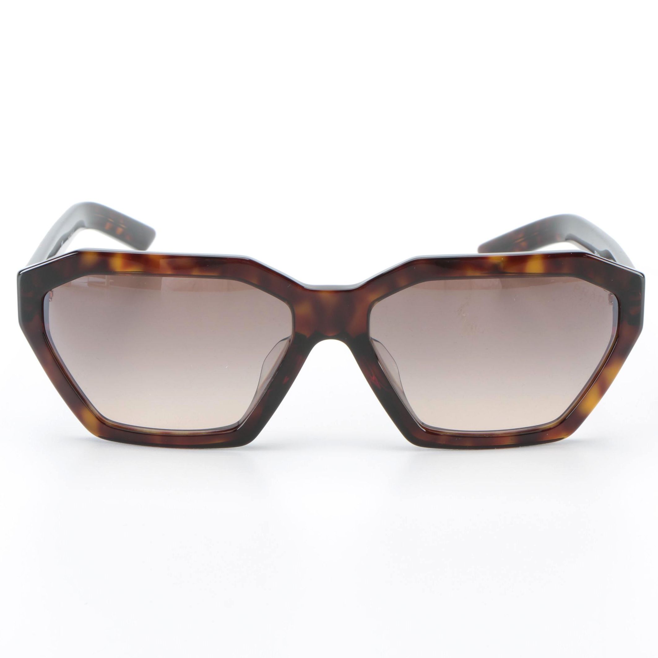 Prada SPR 03V Dark Havana Geometric Sunglasses with Case