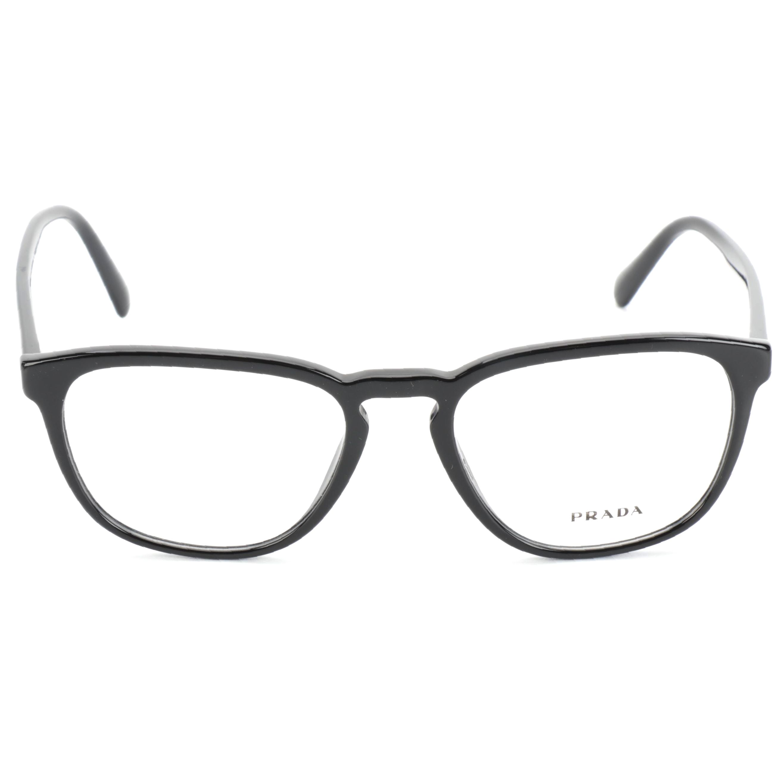 Men's Prada VPR09V Black Frame Round Square Lens Eyeglasses with Box and Case