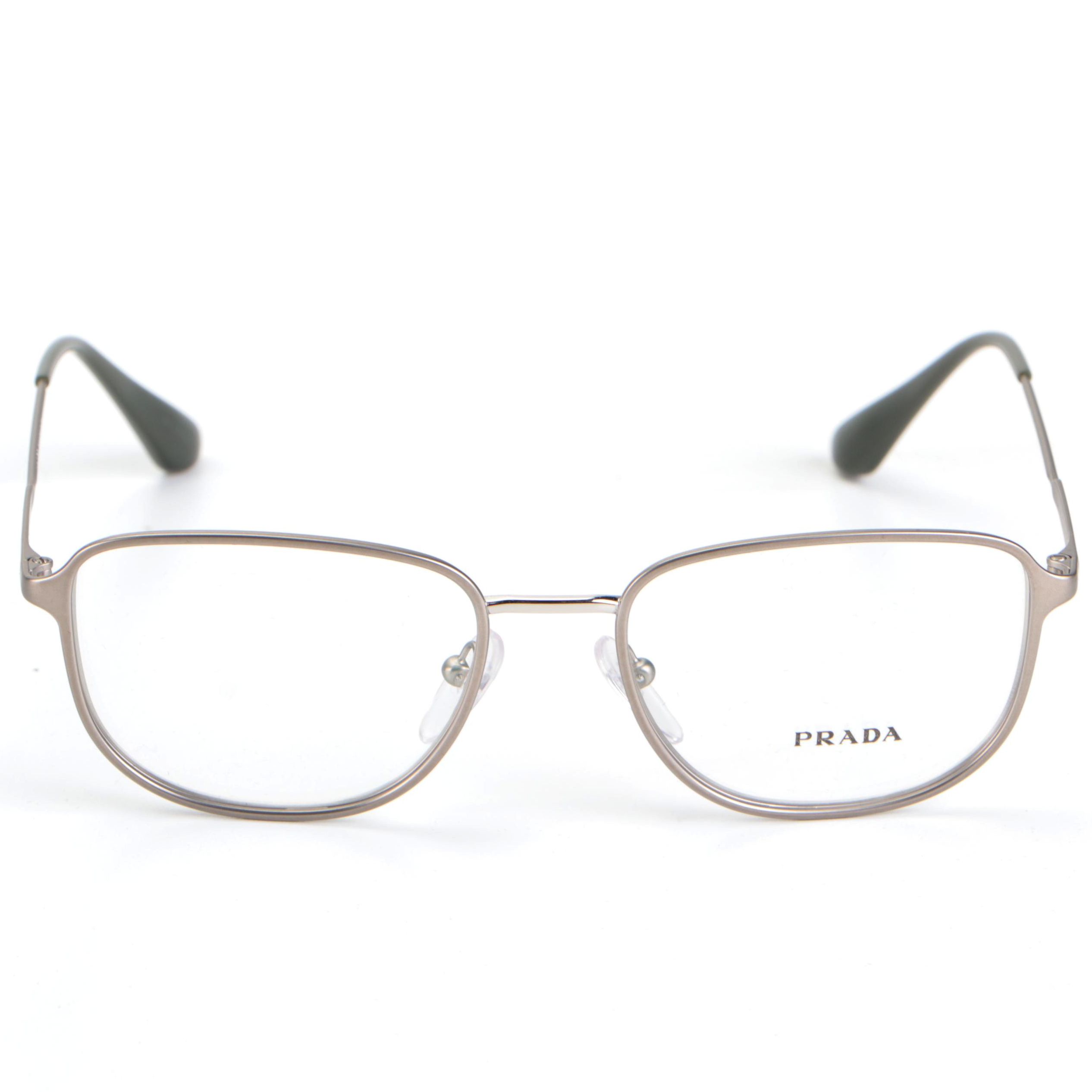 Prada VPR58X Matte Silver-Grey Frame Square Lens Eyeglasses with Box and Case