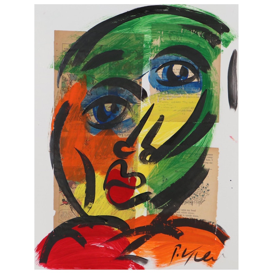 Peter Keil Abstract Portrait Mixed Media Painting