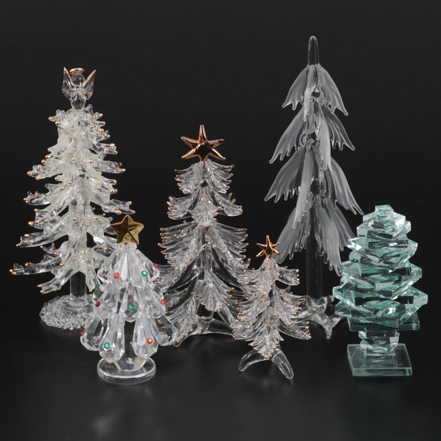 Glass and Crystal Christmas Tree Figurines