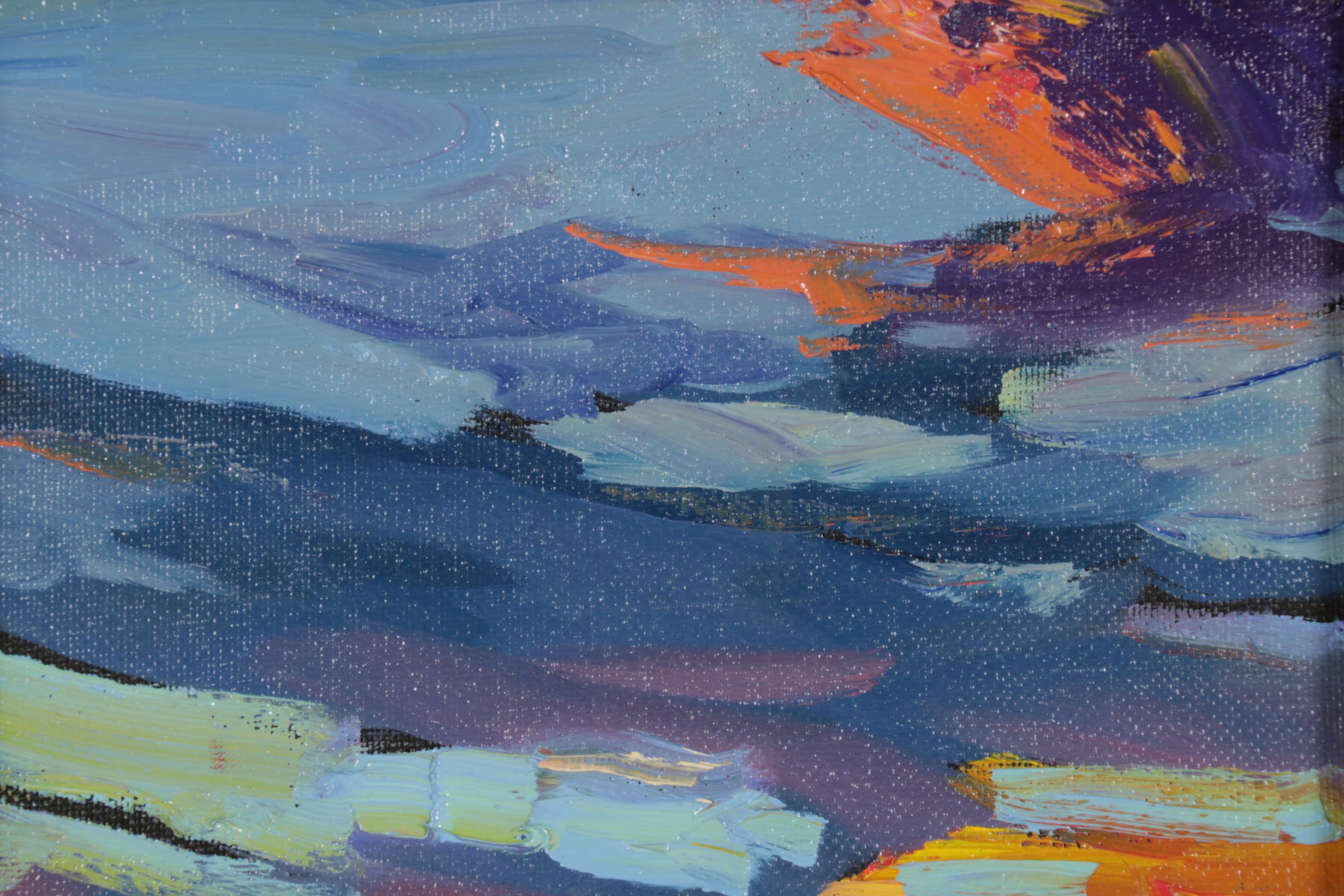 William Hawkins Oil Painting of Sunset Over River Delta, 21st Century