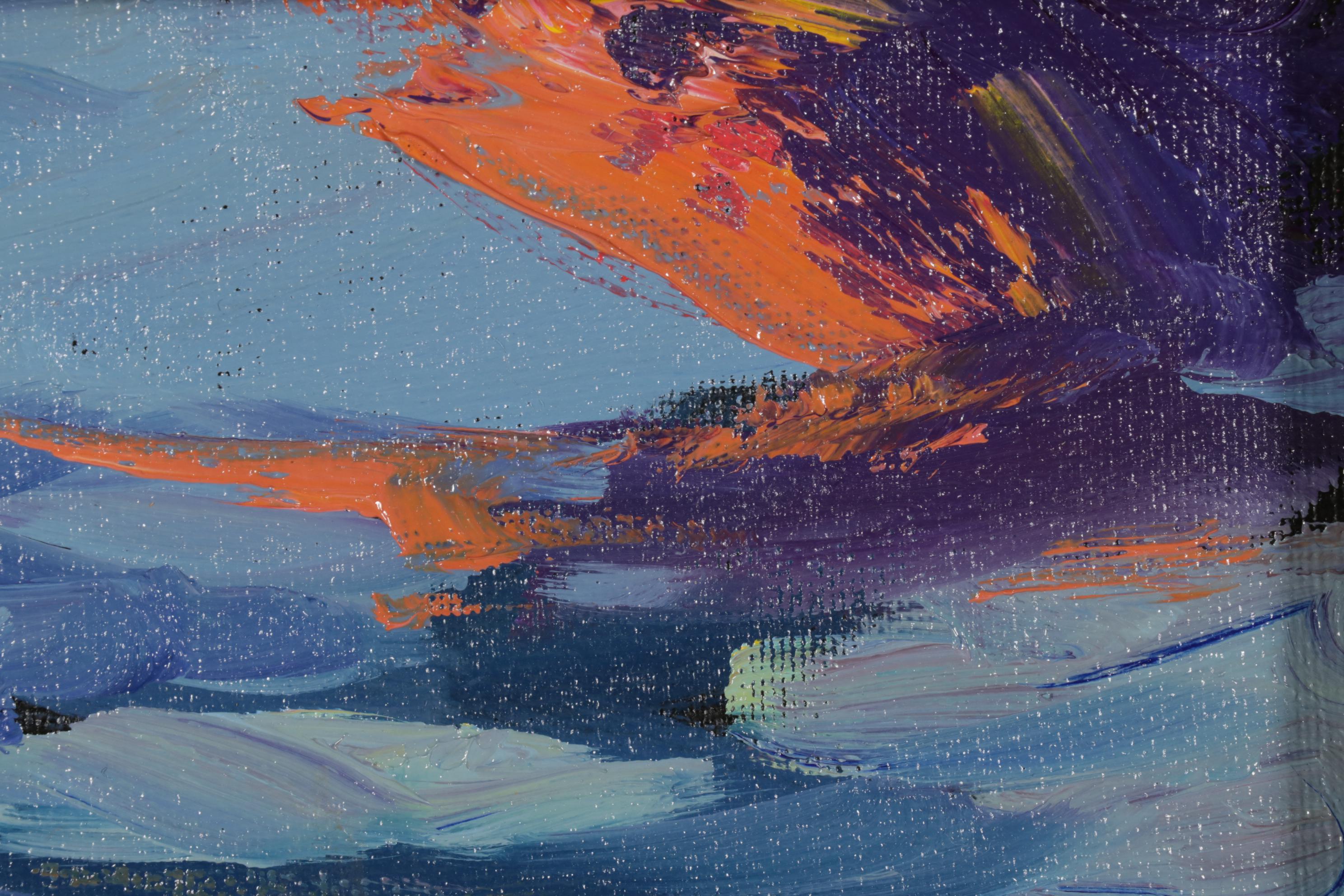 William Hawkins Oil Painting of Sunset Over River Delta, 21st Century