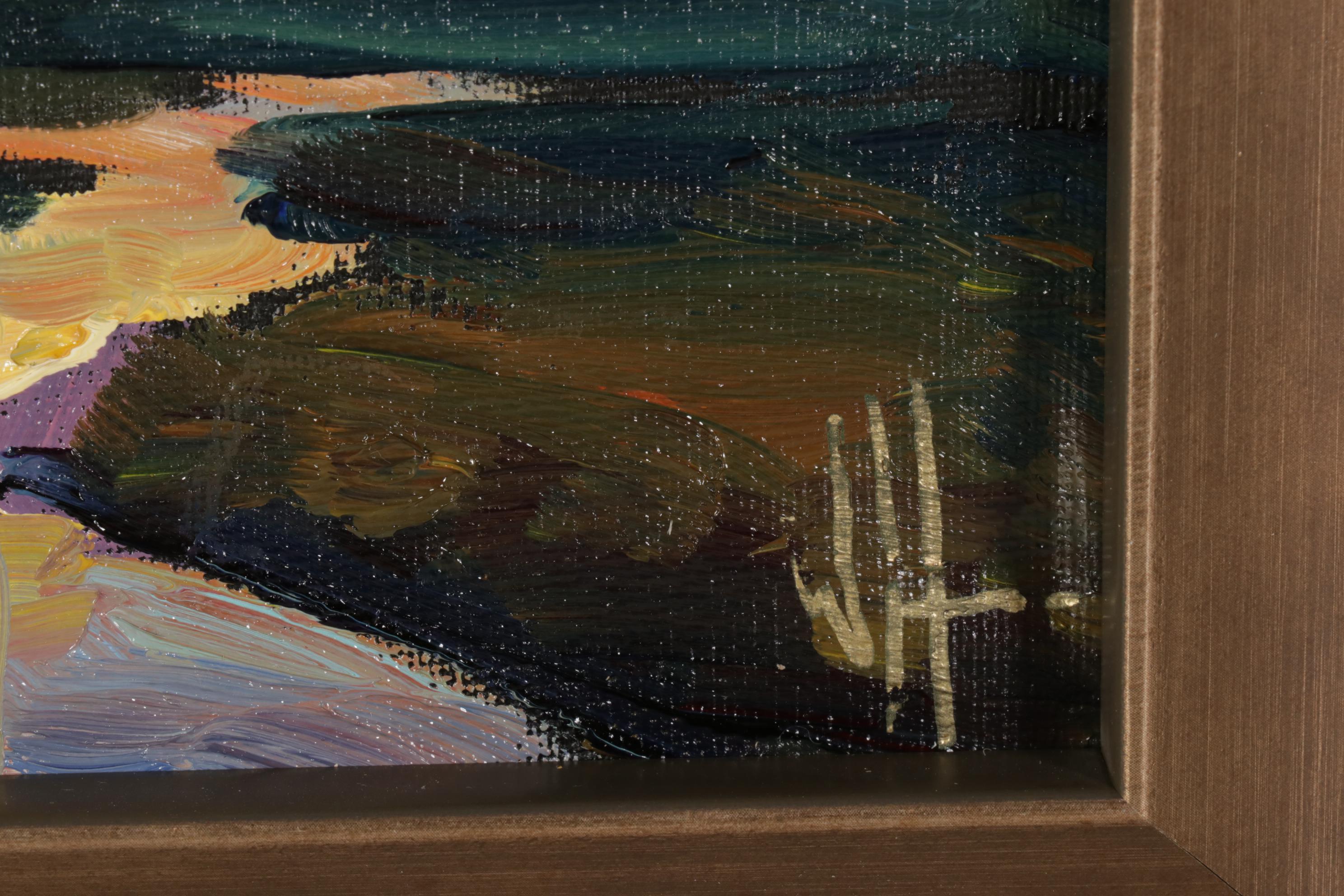 William Hawkins Oil Painting of Sunset Over River Delta, 21st Century