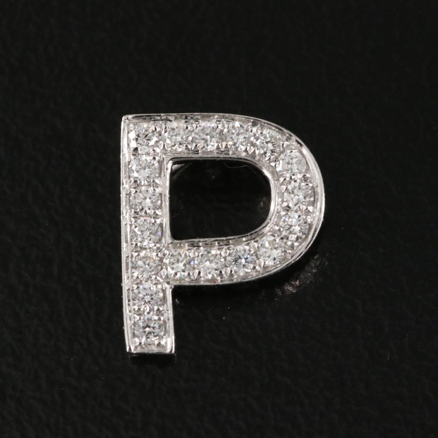 14K 0.18 CTW Diamond "P" Monogram Slide Pendant