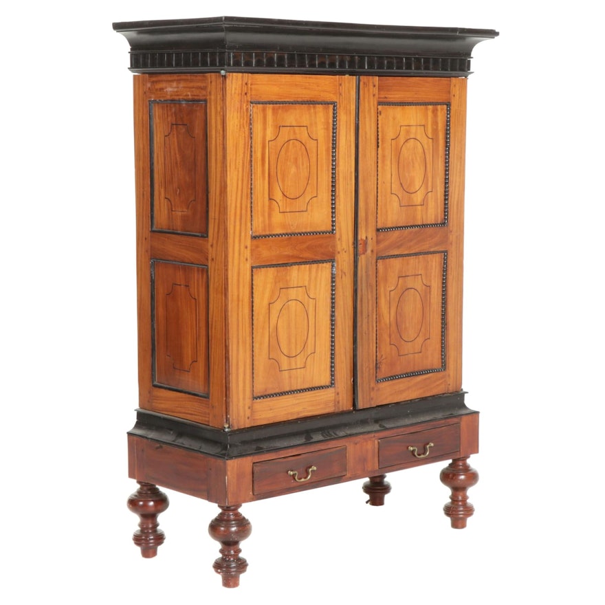 Sri Lankan Satinwood and Ebony Cabinet, Early to Mid 20th Century