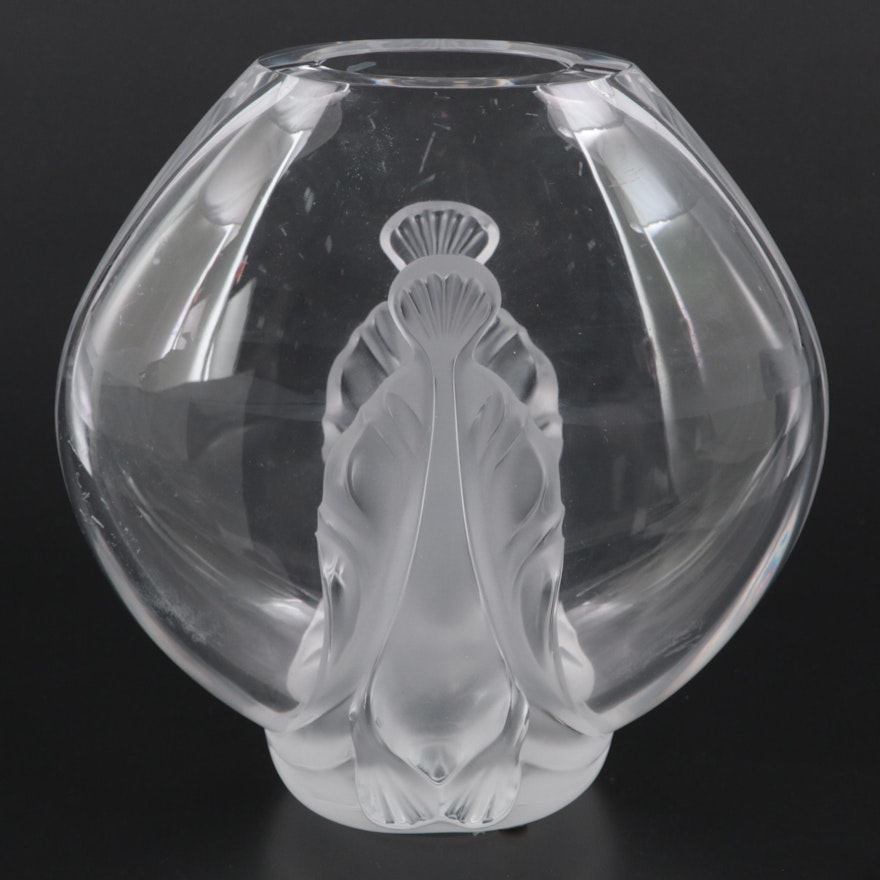 Lalique "Garance" Clear and Frosted Crystal Flower Vase