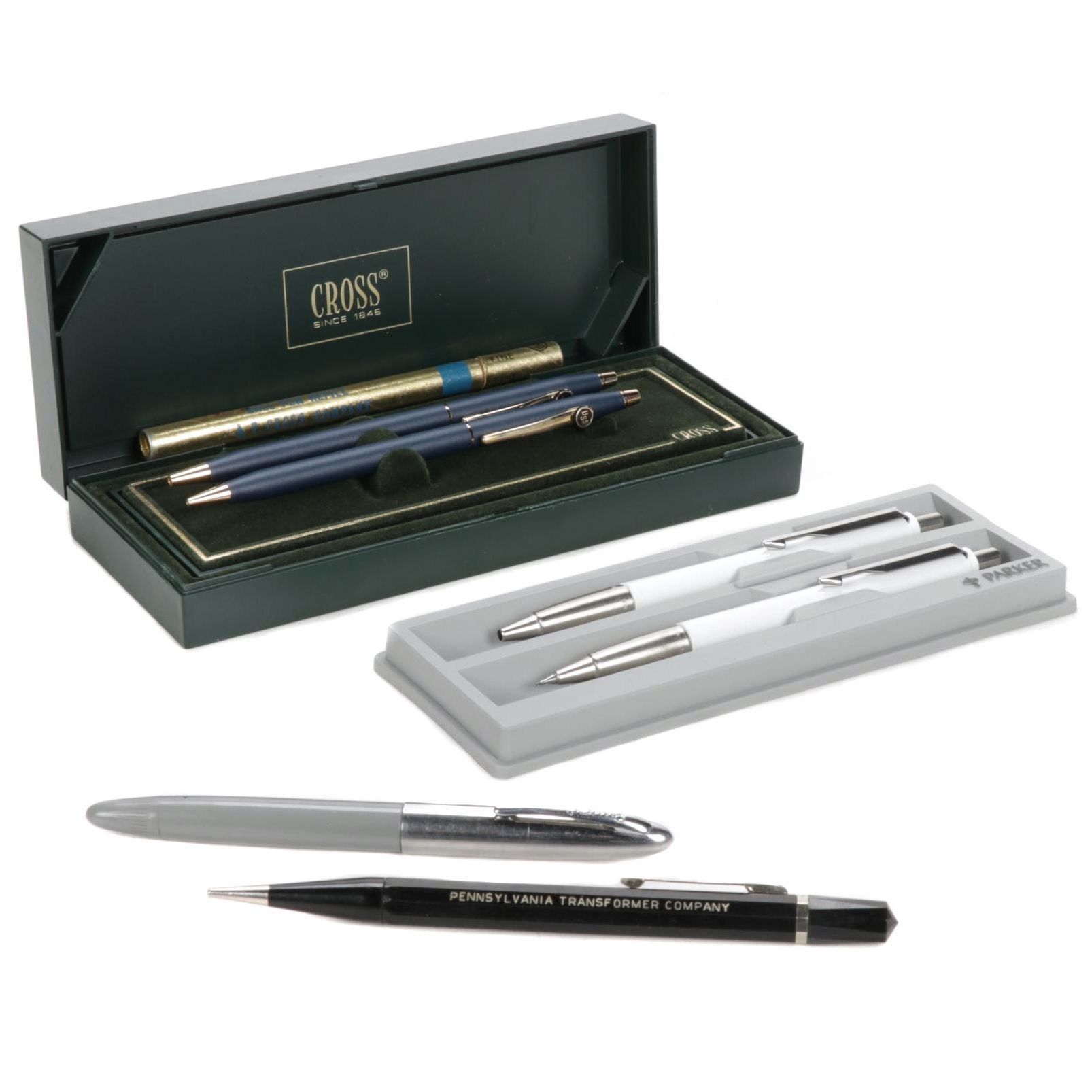 Cross and Parker "USS" Pen Sets, Sheaffer Fountain Pen, Autopoint Pencil