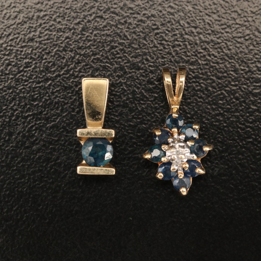 10K Sapphire and Diamond Pendants