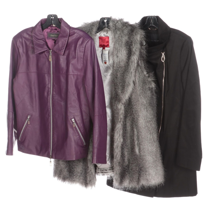Jennifer Lopez Faux Fur Vest, Leather-Sound Jacket and Ivanka Trump Zip Coat