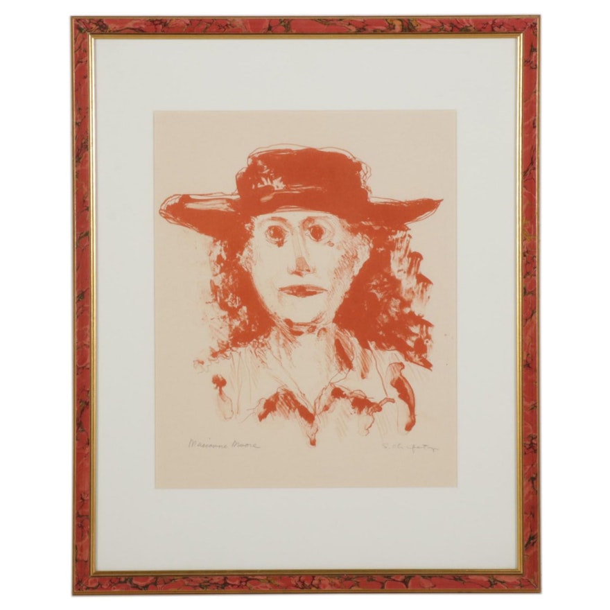 Sidney Chafetz Lithograph "Marianne Moore," Late 20th Century