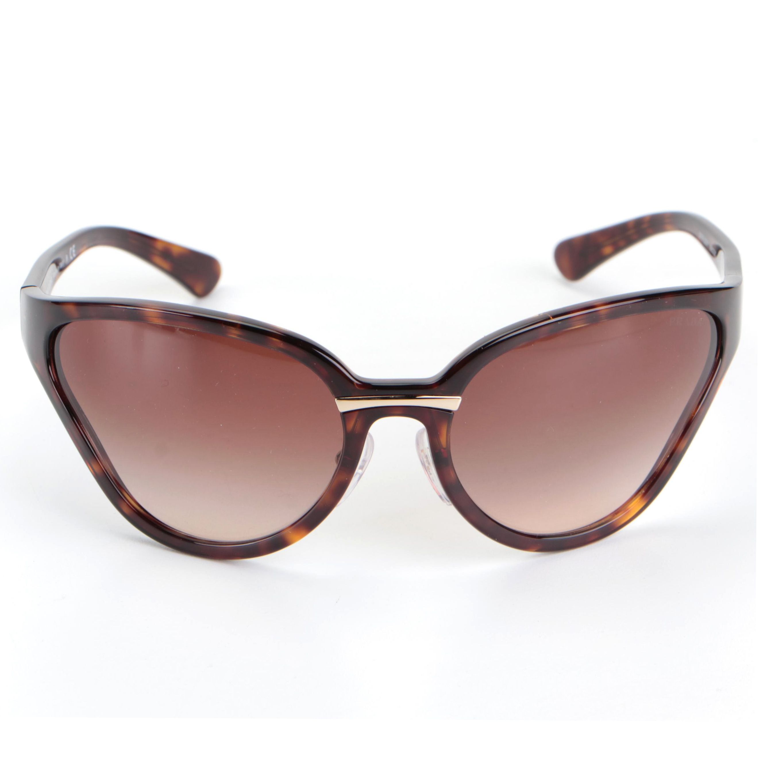 Prada SPR22V Butterfly Sunglasses in Brown Havana with Soft Case and Box