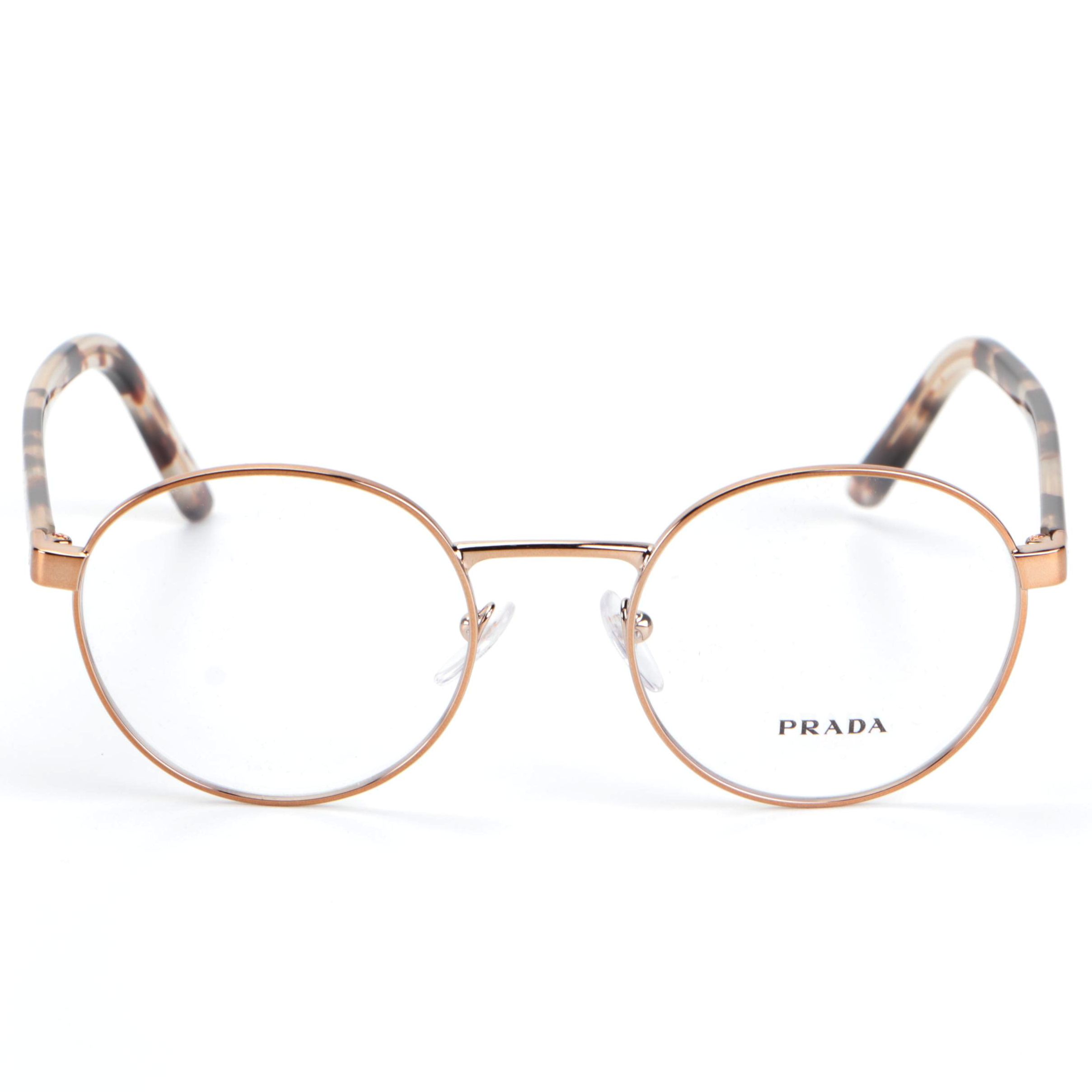 Prada VPR52X Gold-Light Havana Frame Round Lens Eyeglasses with Box and Case