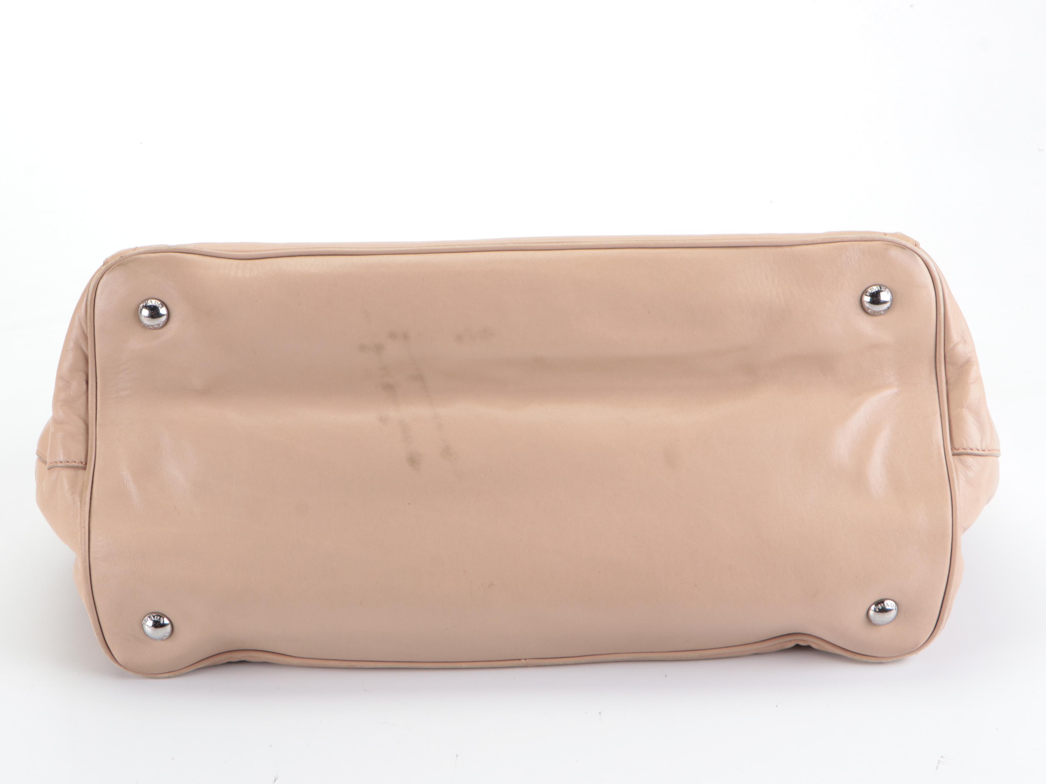 Prada Beige Leather Two-Way Tote Bag