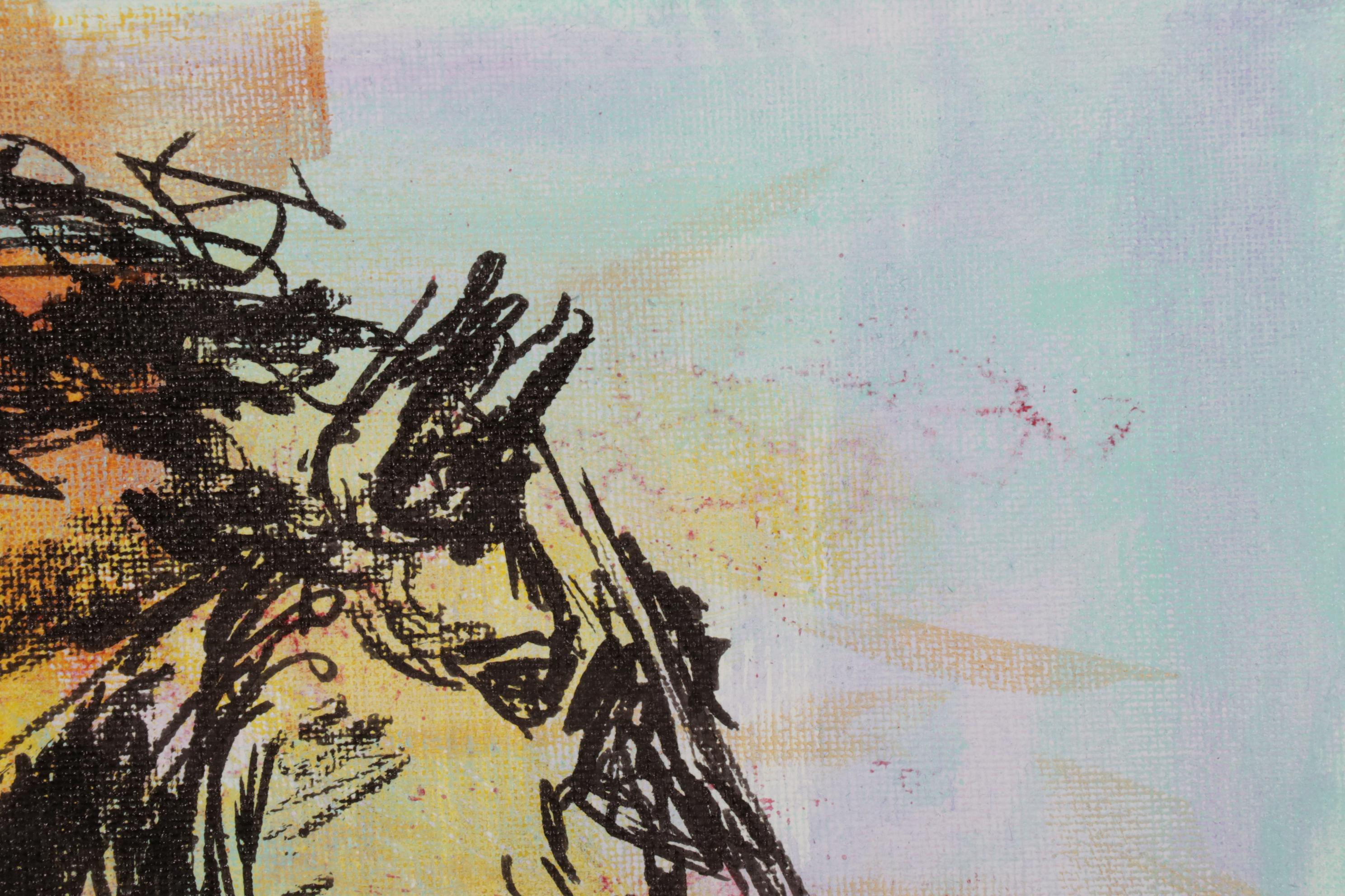 Patricia Pillitteri Folk Art Equine Portrait Acrylic Paintings, 21st Century