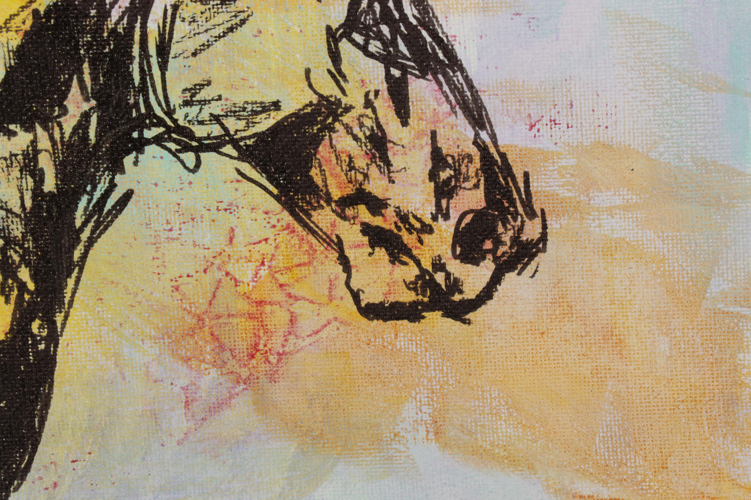 Patricia Pillitteri Folk Art Equine Portrait Acrylic Paintings, 21st Century