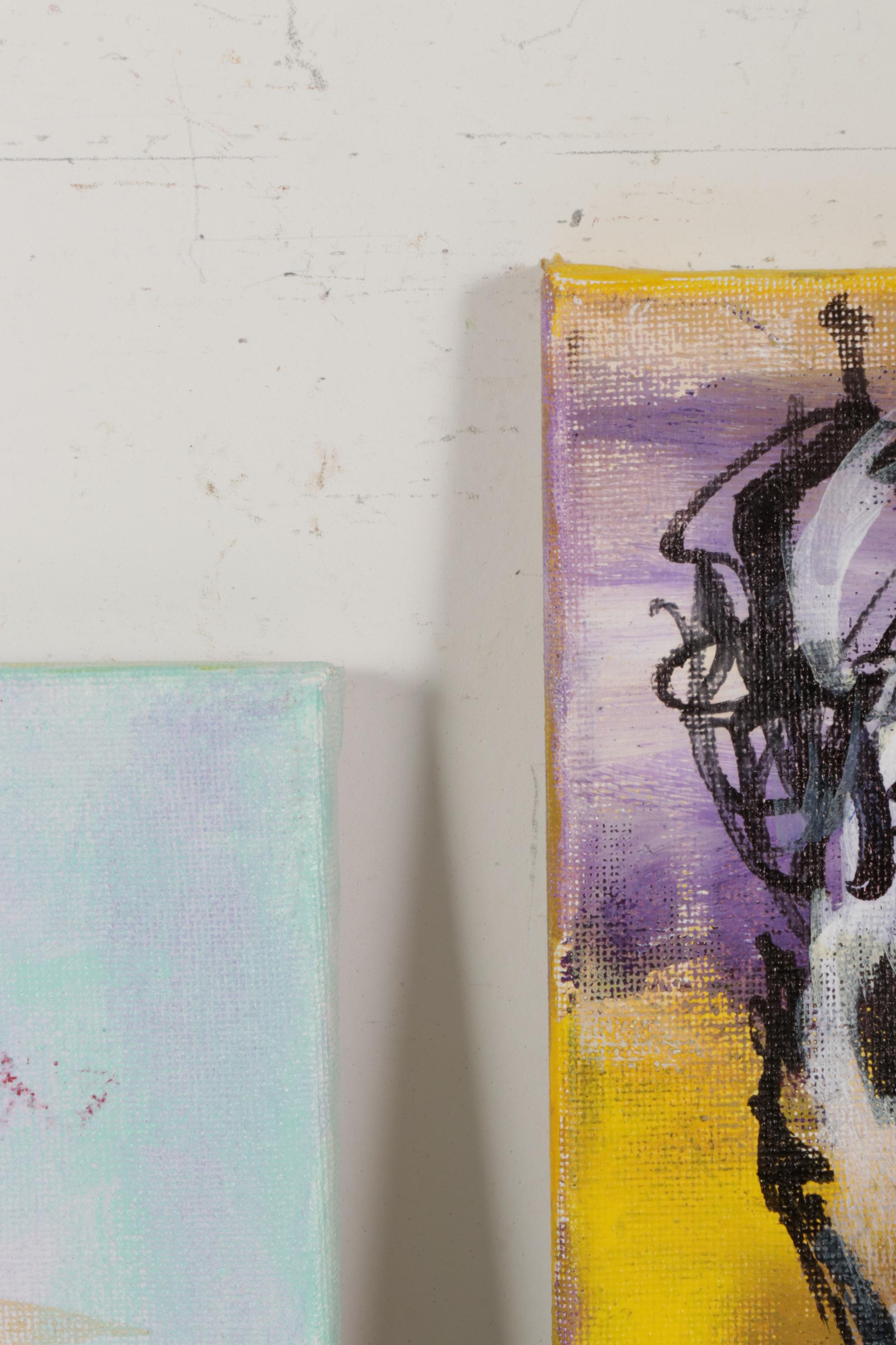 Patricia Pillitteri Folk Art Equine Portrait Acrylic Paintings, 21st Century