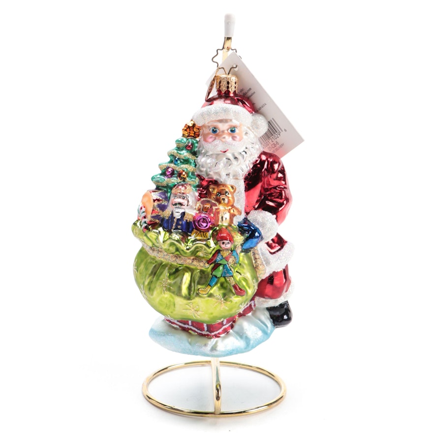 Christopher Radko Santa Claus Form Glass Ornament with Stand