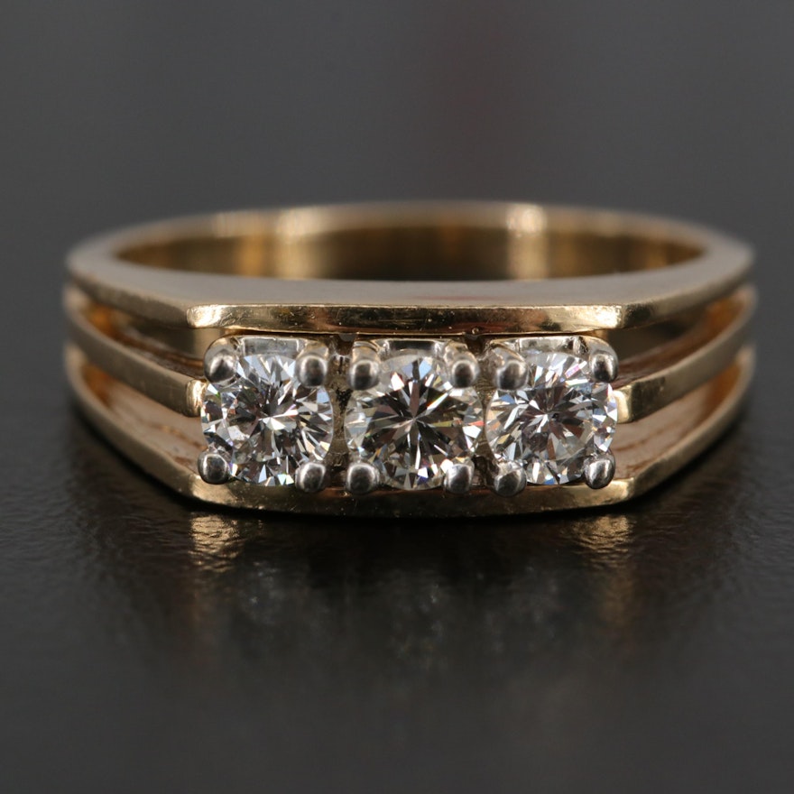 Vintage 14K 0.44 CTW Diamond Split Shank Ring