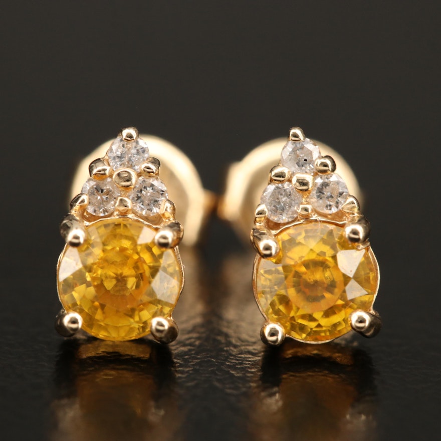 14K Sapphire and Diamond Earrings