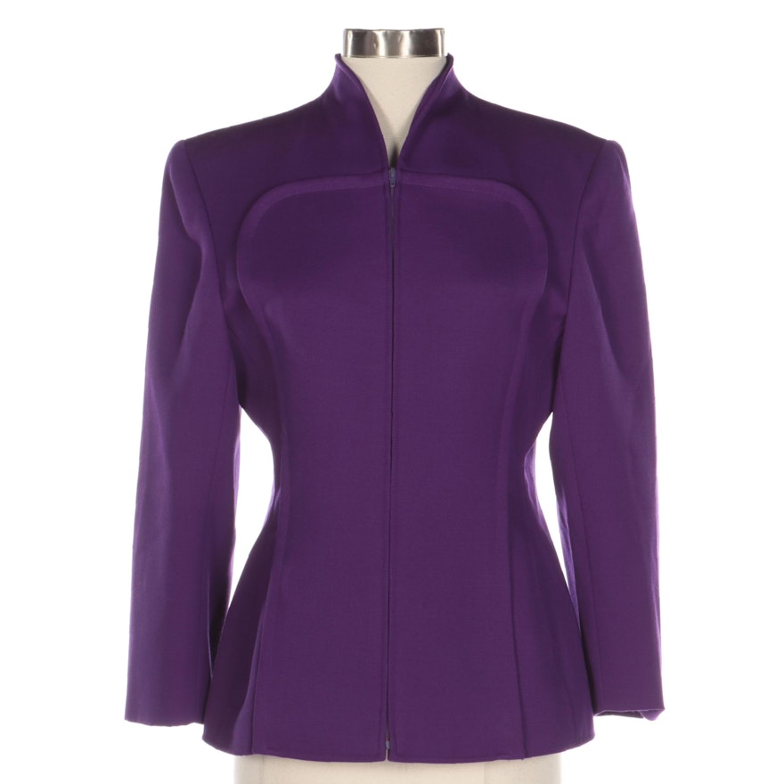 Valentino Boutique Purple Mock Collar Zip Jacket