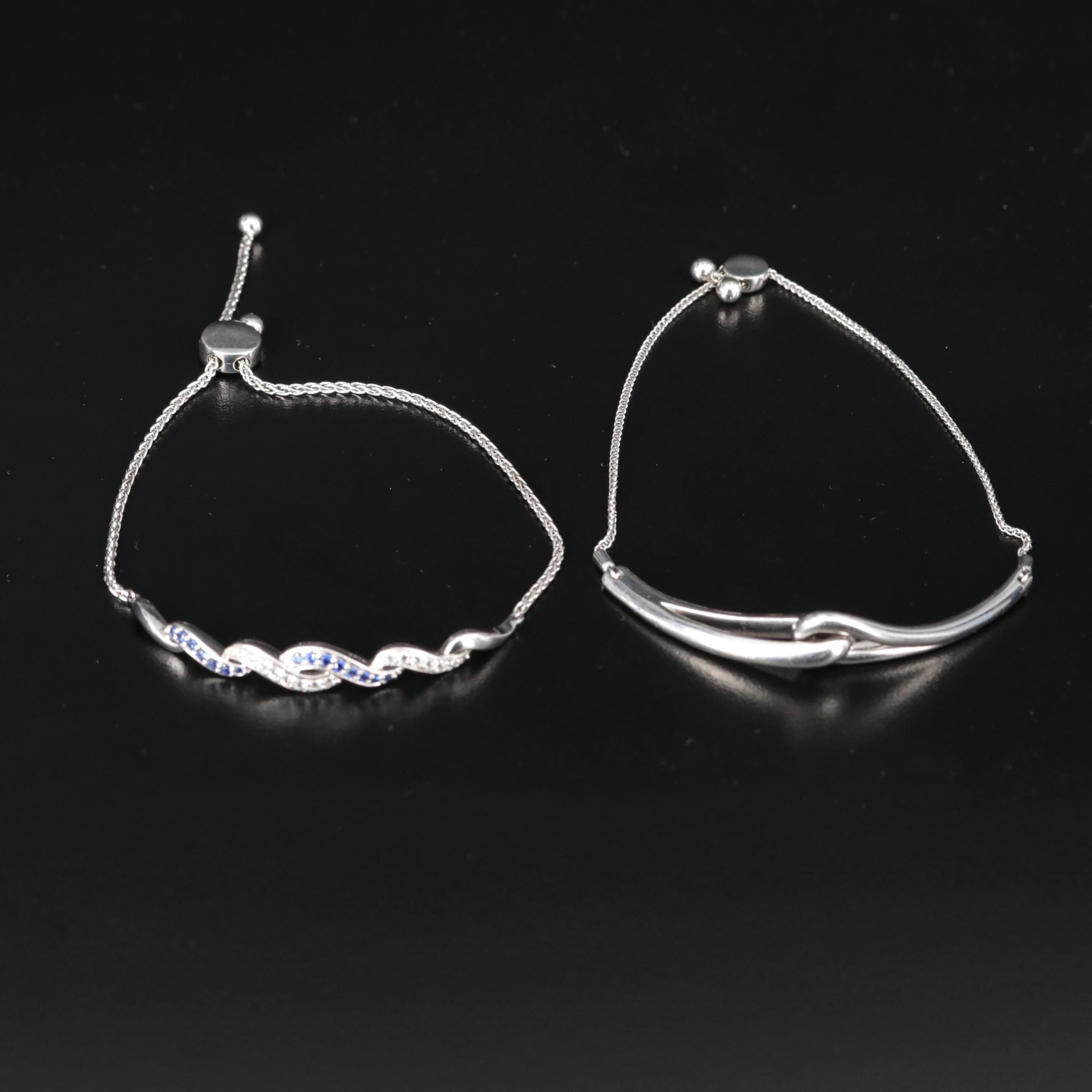 Sterling Silver Bolo Bracelets Including Sapphires