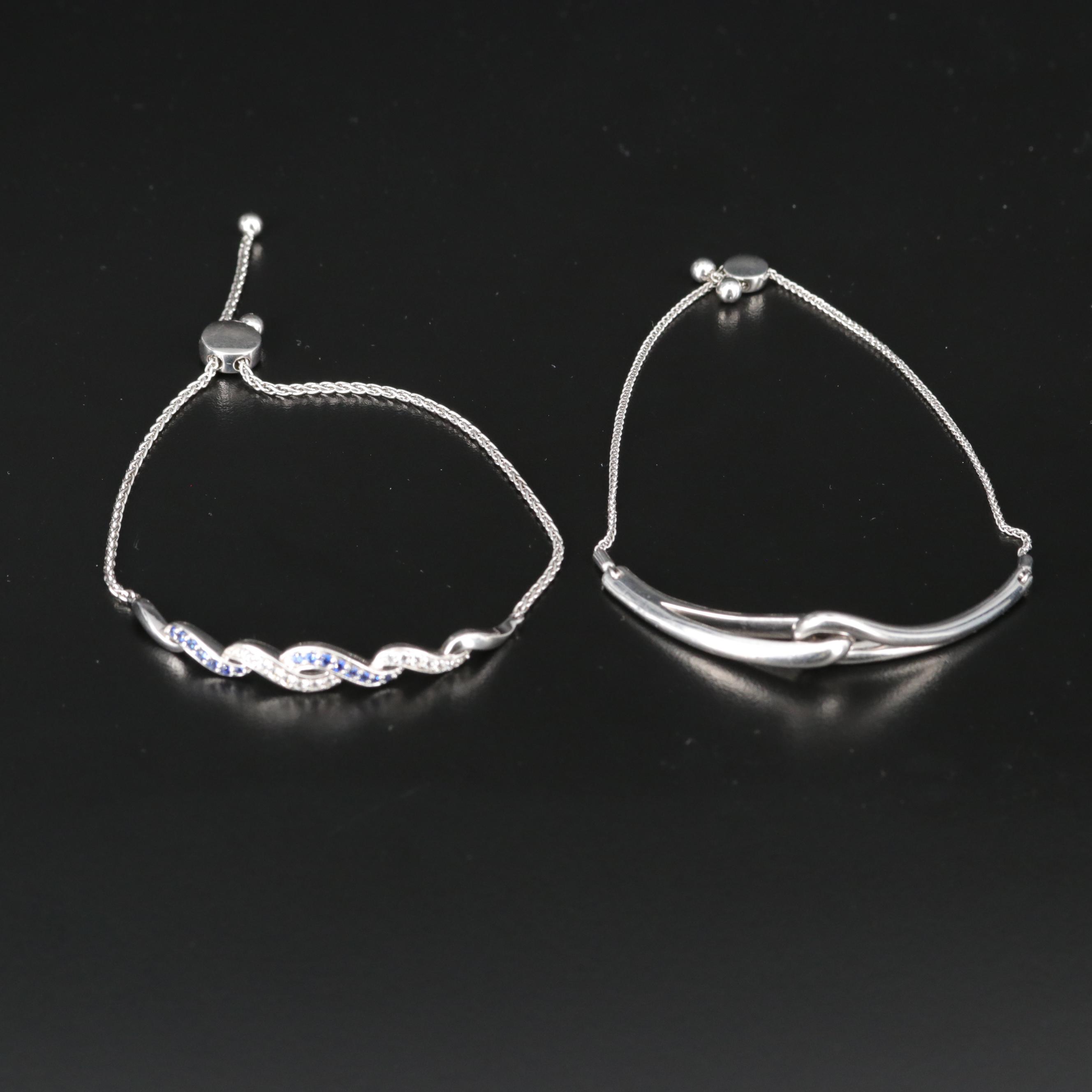 Sterling Silver Bolo Bracelets Including Sapphires