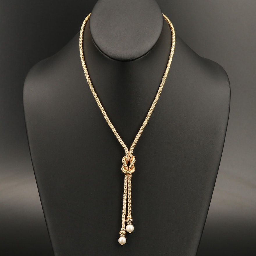 Italian 18K Pearl Knot Necklace