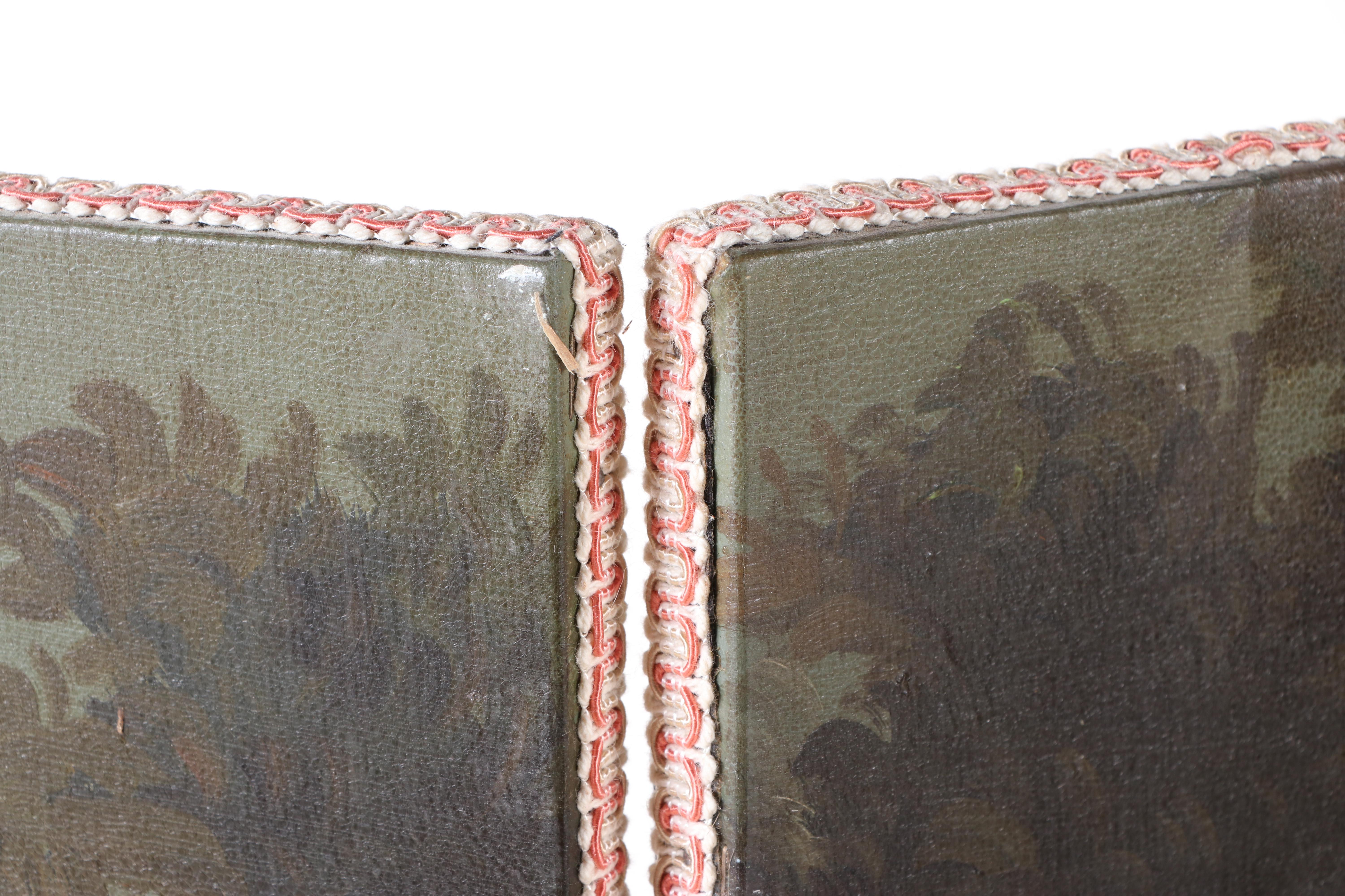 Pair of Two-Panel Hand-Painted Room Divider Screens with Landscape Motif